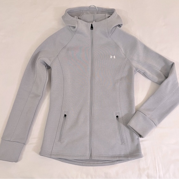 Under Armour Tops - UNDER ARMOR GREY HOODED ZIP JACKET - Women’s Small - Zip pockets